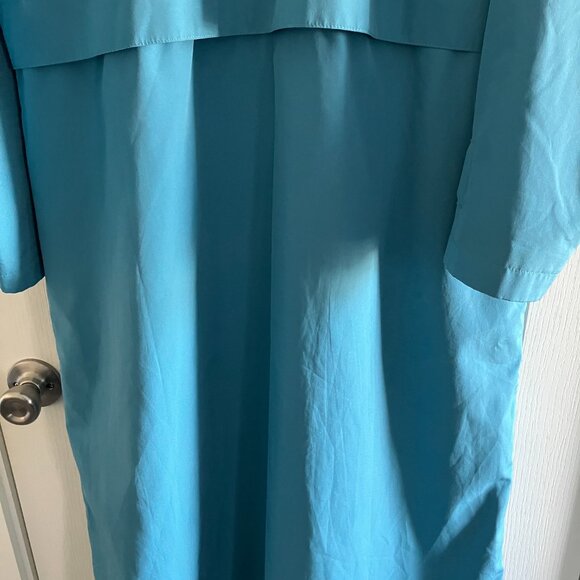 L.L. Bean Vintage Teal Trench Long Raincoat Womens Medium Removable Hood READ - Picture 11 of 15